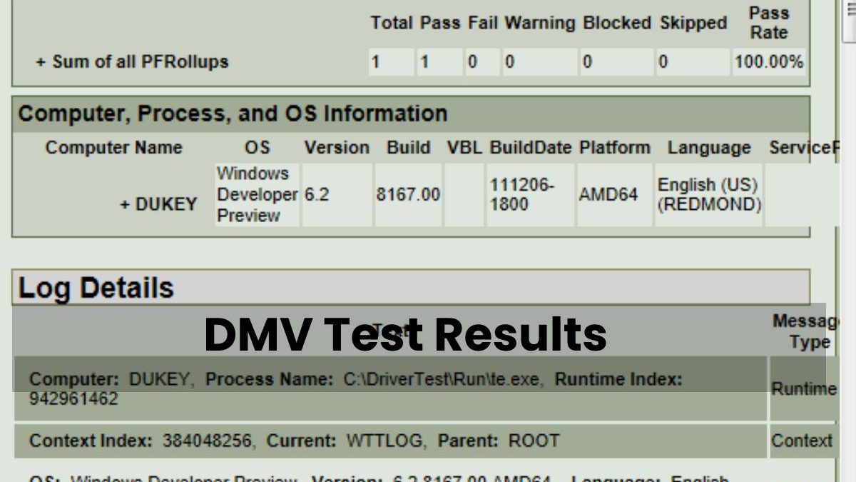 DMV Test Results